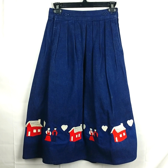 Calvin Klein Dresses & Skirts - Calvin Klein Vintage Denim Embroidered Maxi Skirt